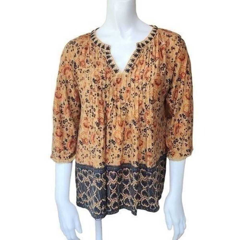 Vintage America Blues Tan, Orange, & Blue Floral … - image 2