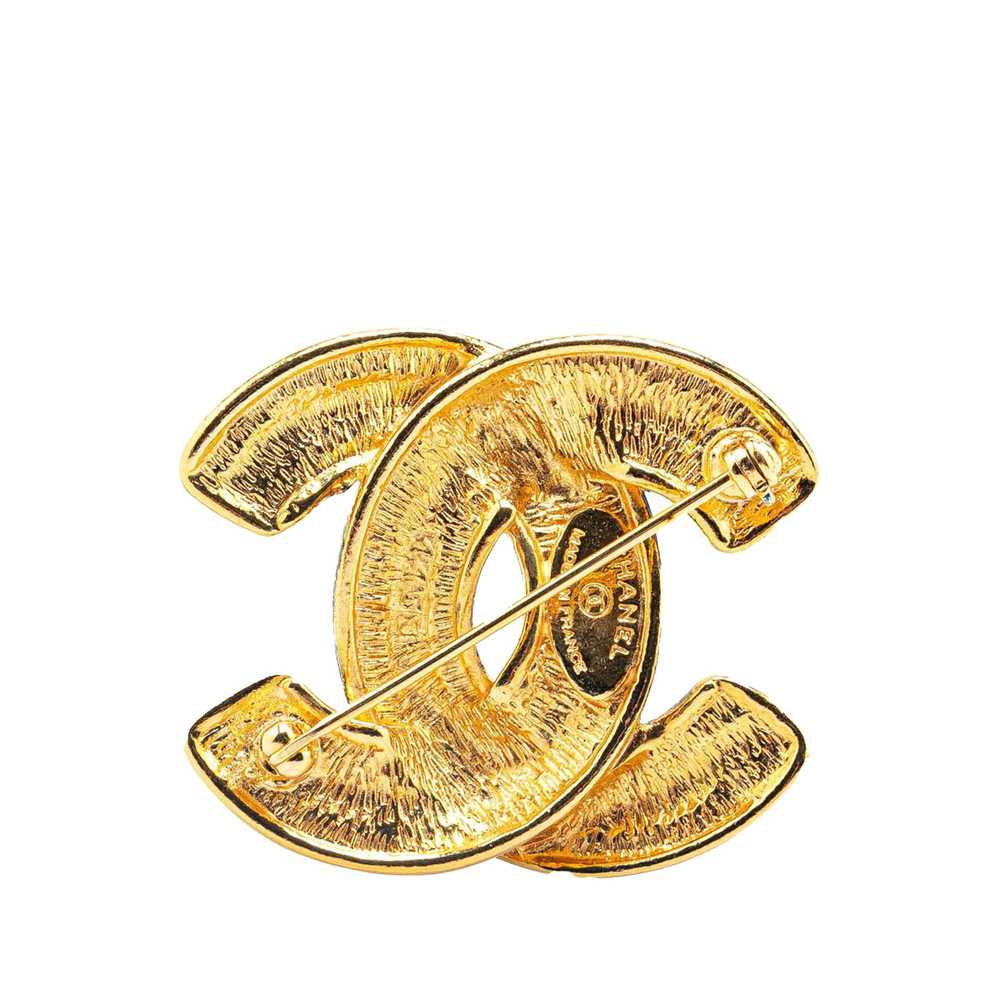 Gold Chanel Gold Plated CC Quilted Brooch - image 2
