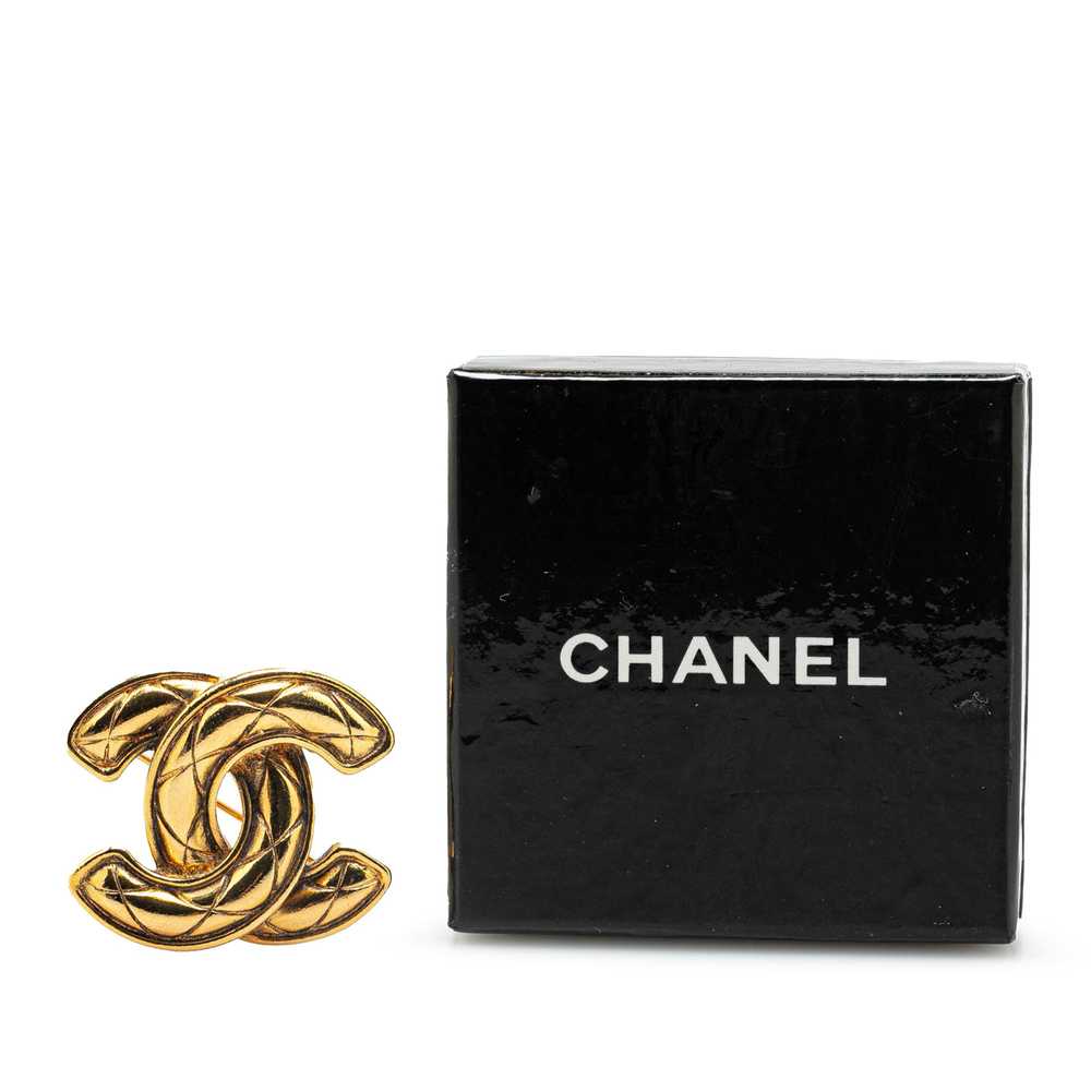 Gold Chanel Gold Plated CC Quilted Brooch - image 6