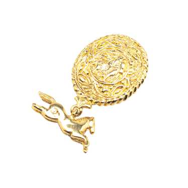 Gold Chanel Gold Plated CC Horsetop Brooch - image 1