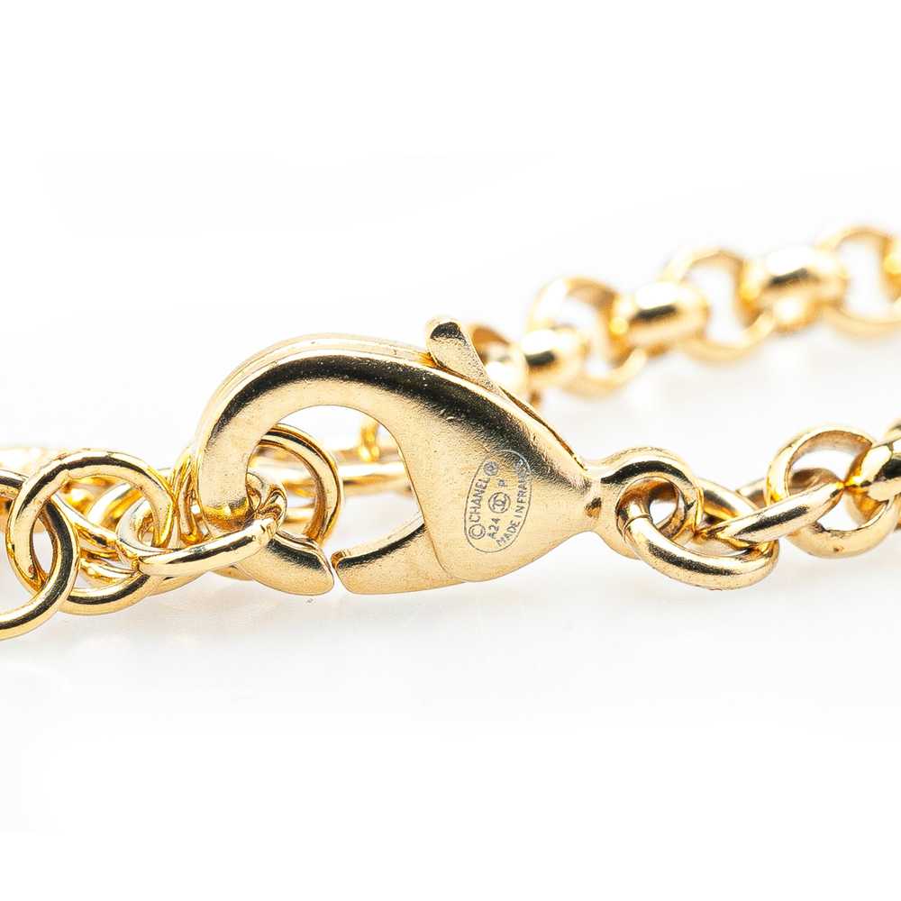 Gold Chanel Gold Plated CC Heart Crystal Bracelet - image 5