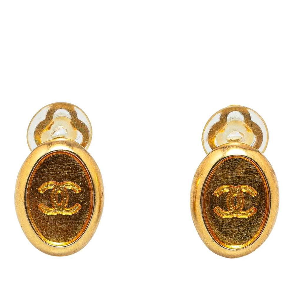 Gold Chanel Gold Plated CC Clip On Earrings - image 1