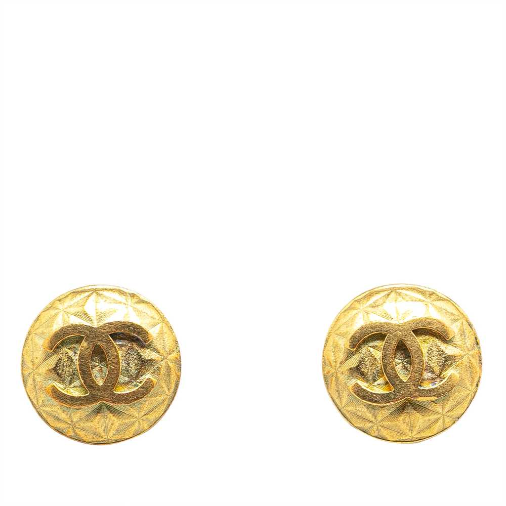 Gold Chanel Gold Plated CC Clip On Earrings - image 1