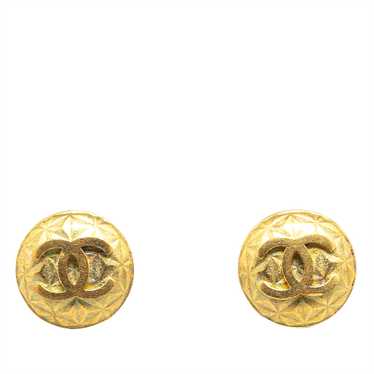 Gold Chanel Gold Plated CC Clip On Earrings - image 1