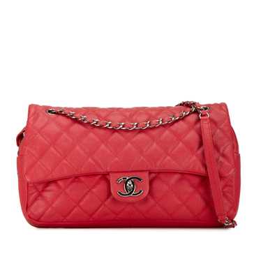 Red Chanel Jumbo Caviar Easy Flap Bag