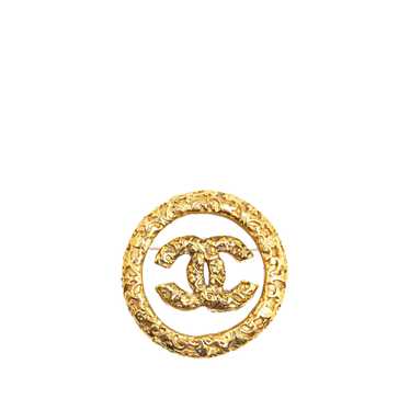 Gold Chanel Gold Plated CC Round Brooch - image 1