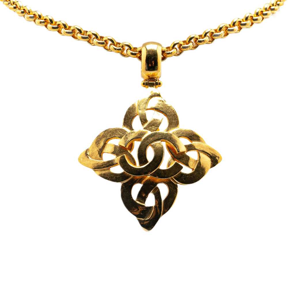 Gold Chanel Gold Plated CC Pendant Necklace - image 1