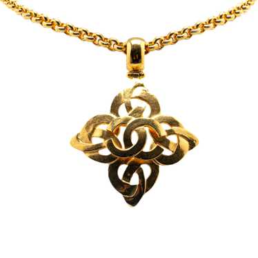 Gold Chanel Gold Plated CC Pendant Necklace - image 1