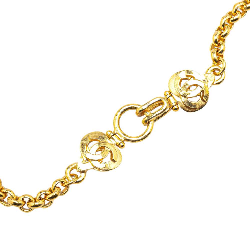 Gold Chanel Gold Plated CC Pendant Necklace - image 3
