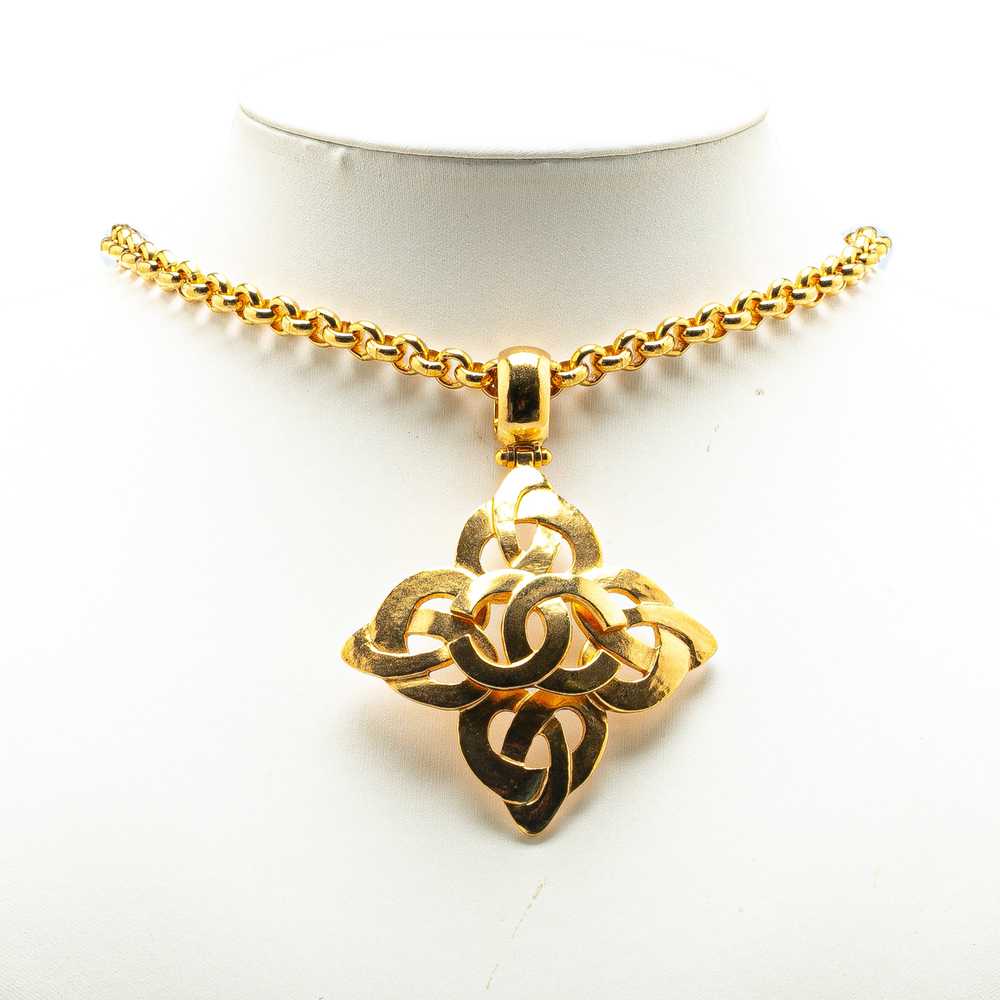 Gold Chanel Gold Plated CC Pendant Necklace - image 4