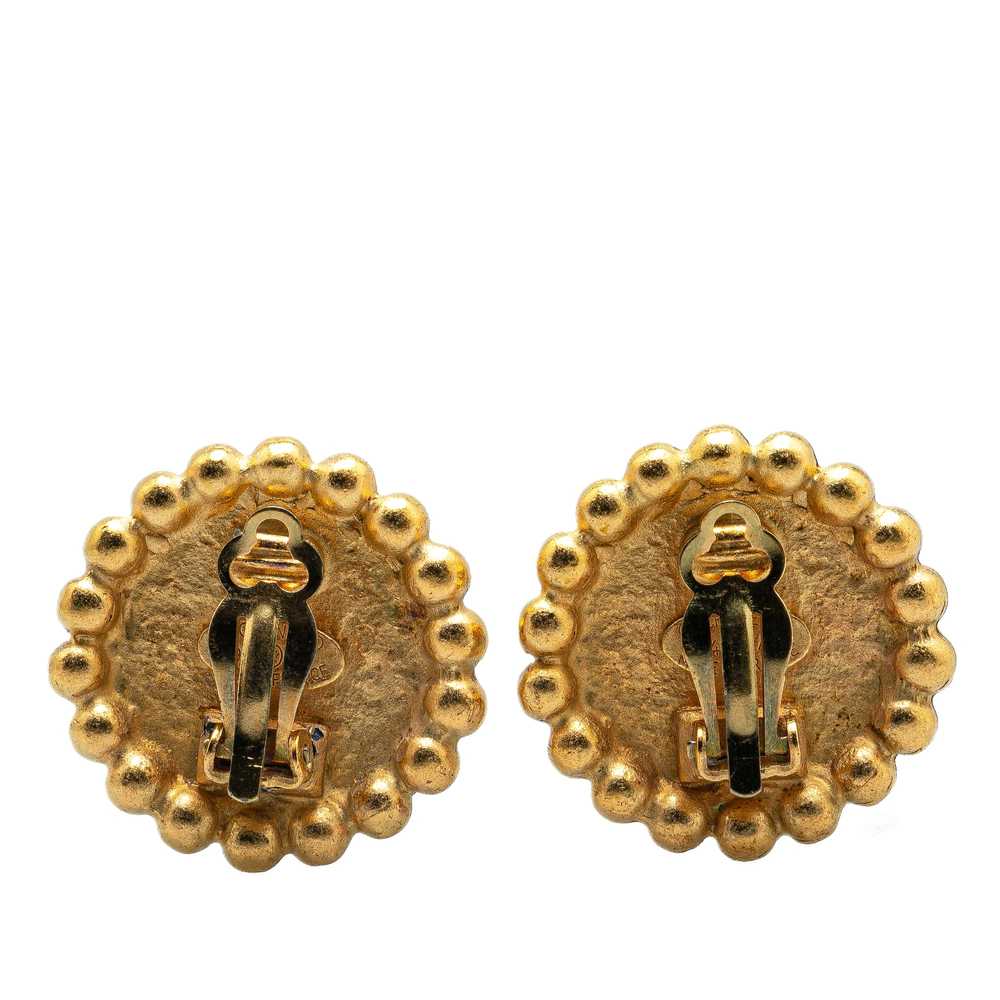 Gold Chanel Gold Plated CC Button Clip On Earrings - image 2