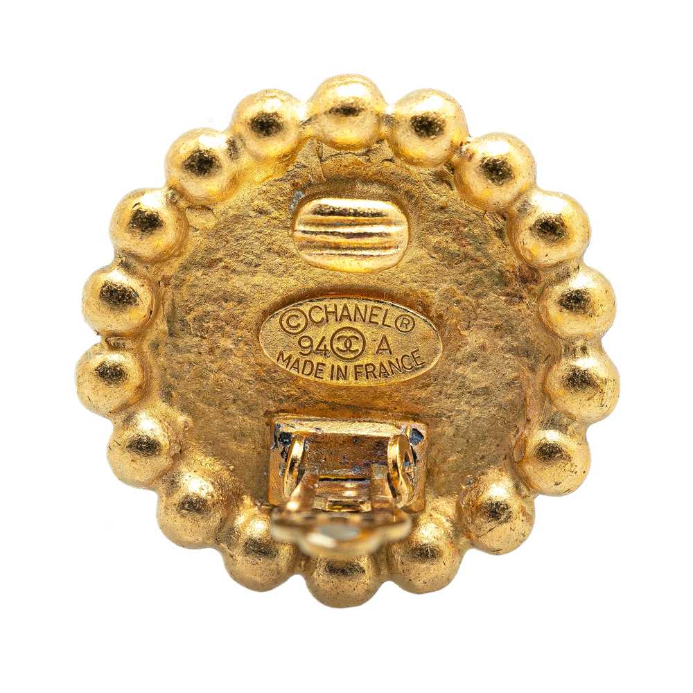 Gold Chanel Gold Plated CC Button Clip On Earrings - image 3