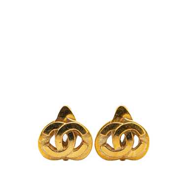 Gold Chanel Gold Plated CC Clip On Earrings - image 1