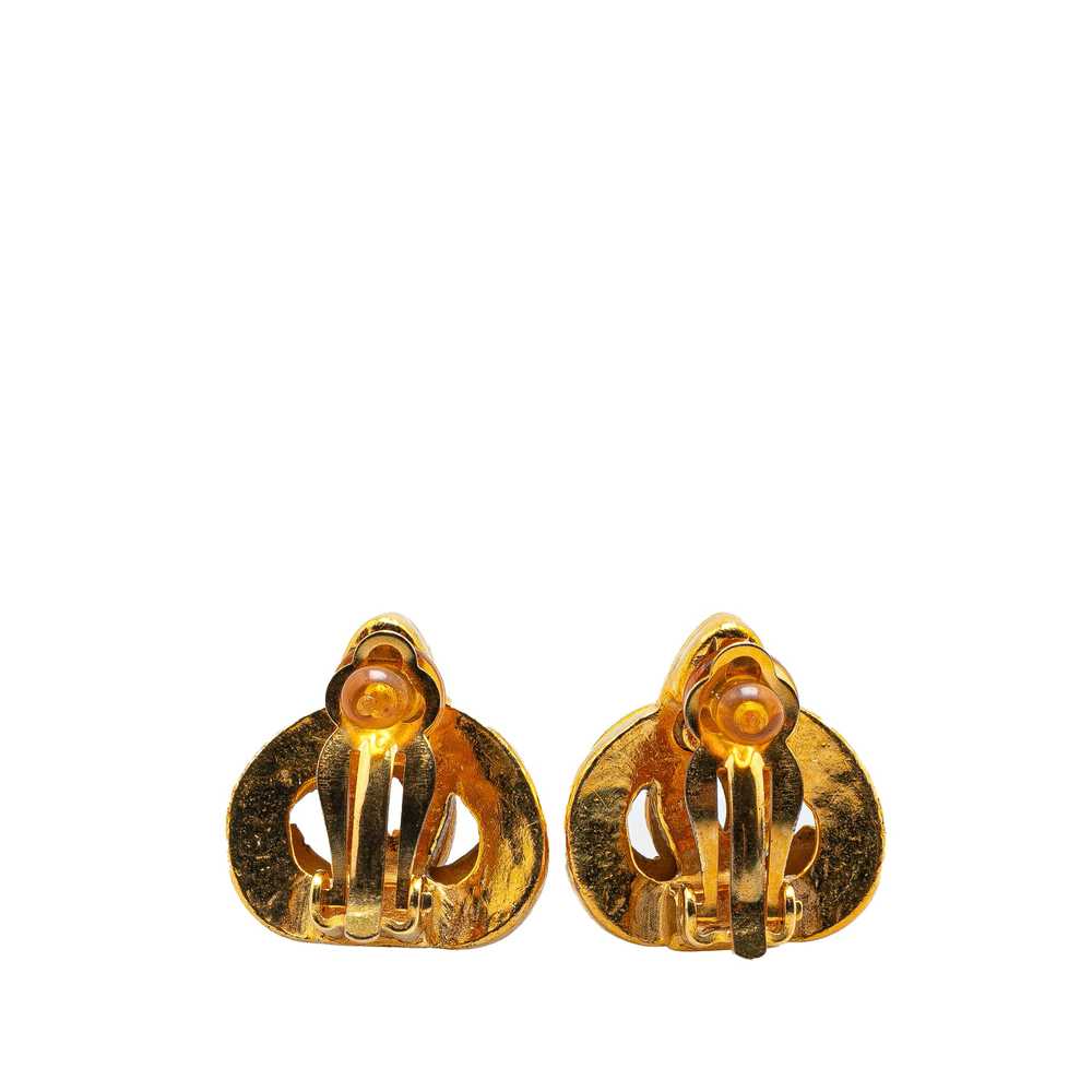 Gold Chanel Gold Plated CC Clip On Earrings - image 2