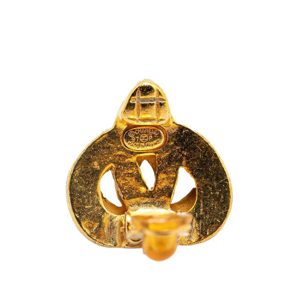Gold Chanel Gold Plated CC Clip On Earrings - image 3