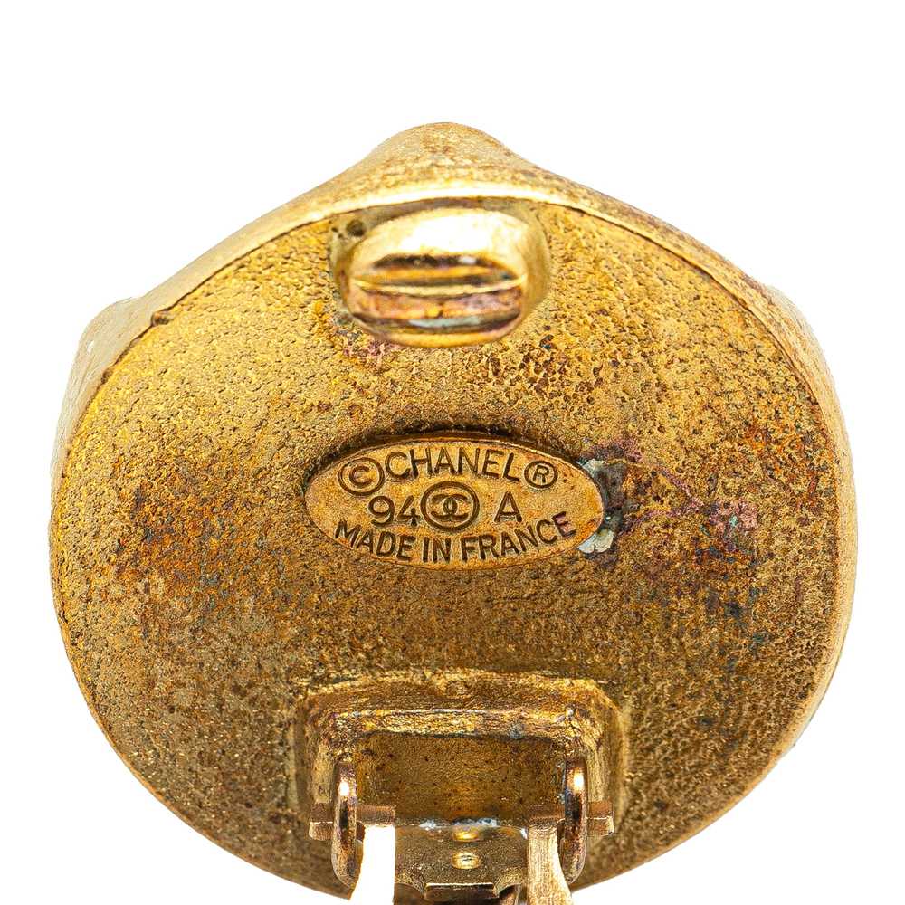 Gold Chanel Gold Plated Hexagon CC Clip on Earrin… - image 3