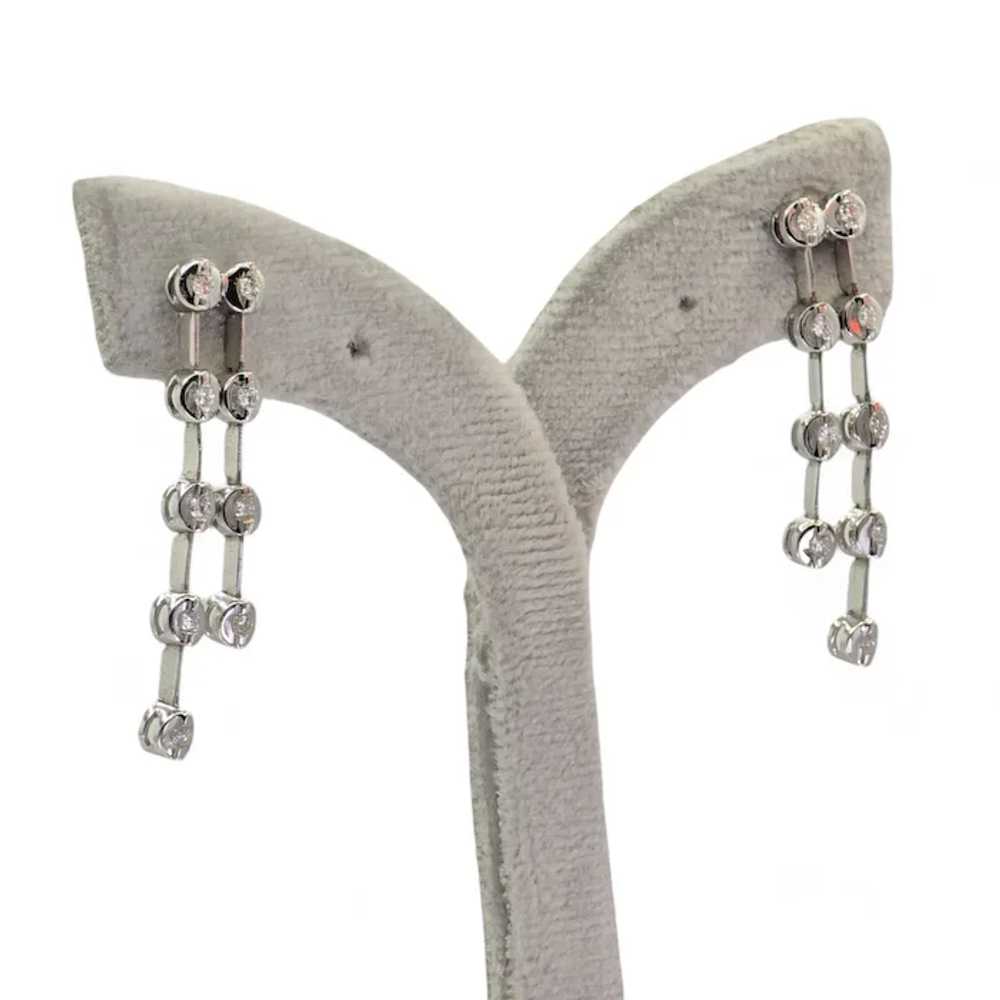 18k (750) White Gold Natural Diamond Chain Earrin… - image 10
