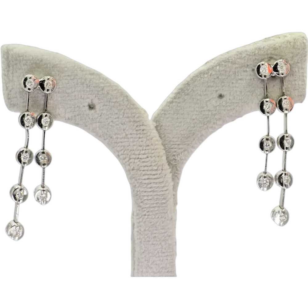 18k (750) White Gold Natural Diamond Chain Earrin… - image 1