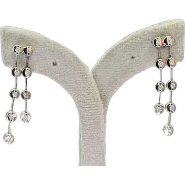 18k (750) White Gold Natural Diamond Chain Earrin… - image 1