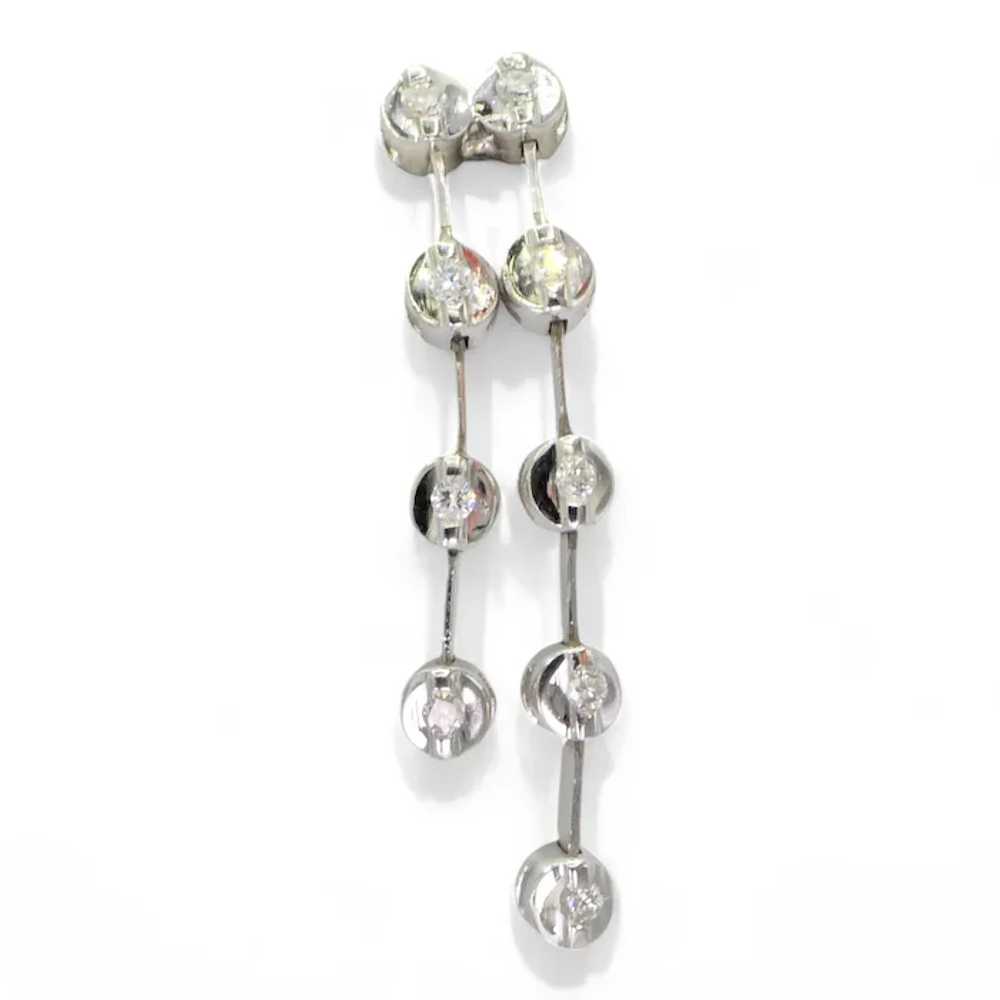 18k (750) White Gold Natural Diamond Chain Earrin… - image 3