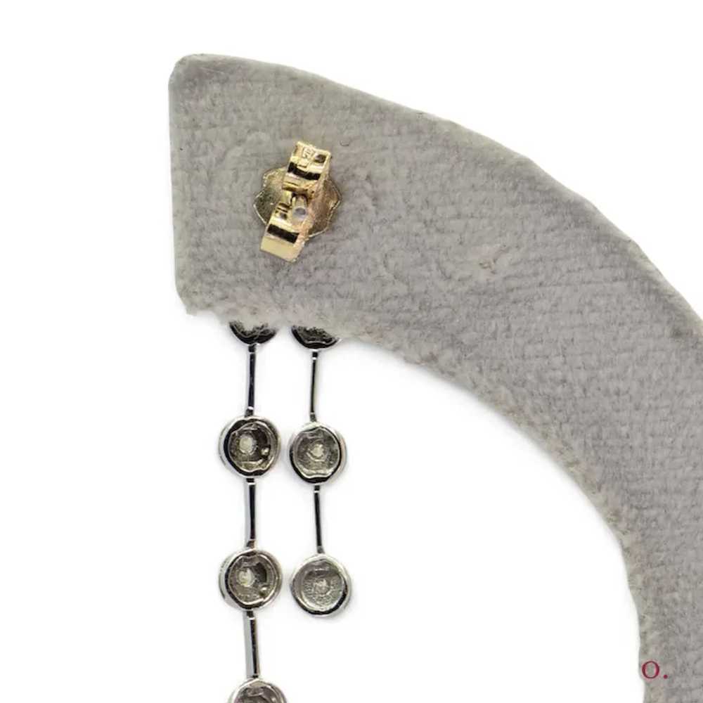 18k (750) White Gold Natural Diamond Chain Earrin… - image 6