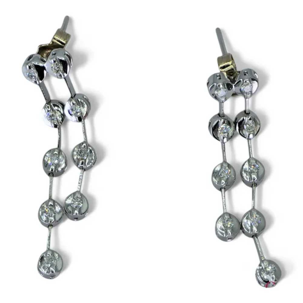 18k (750) White Gold Natural Diamond Chain Earrin… - image 7