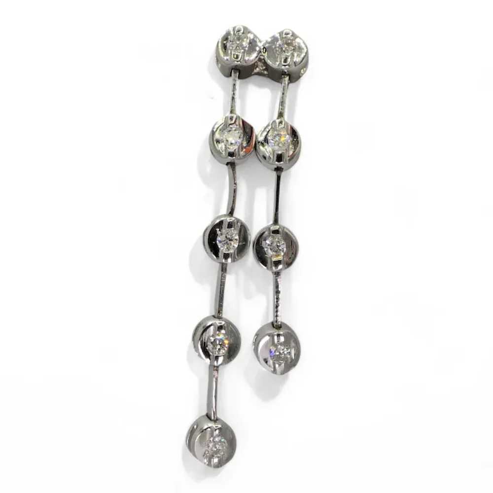 18k (750) White Gold Natural Diamond Chain Earrin… - image 8
