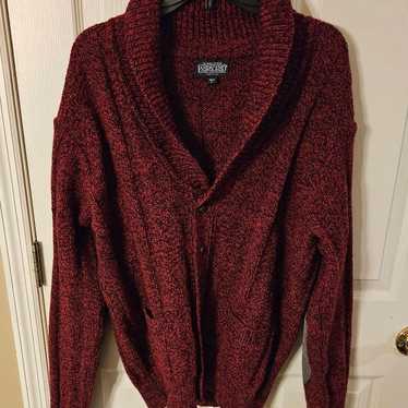 Vintage Lands’ End Wool Grandpa Cardigan, Suede E… - image 1