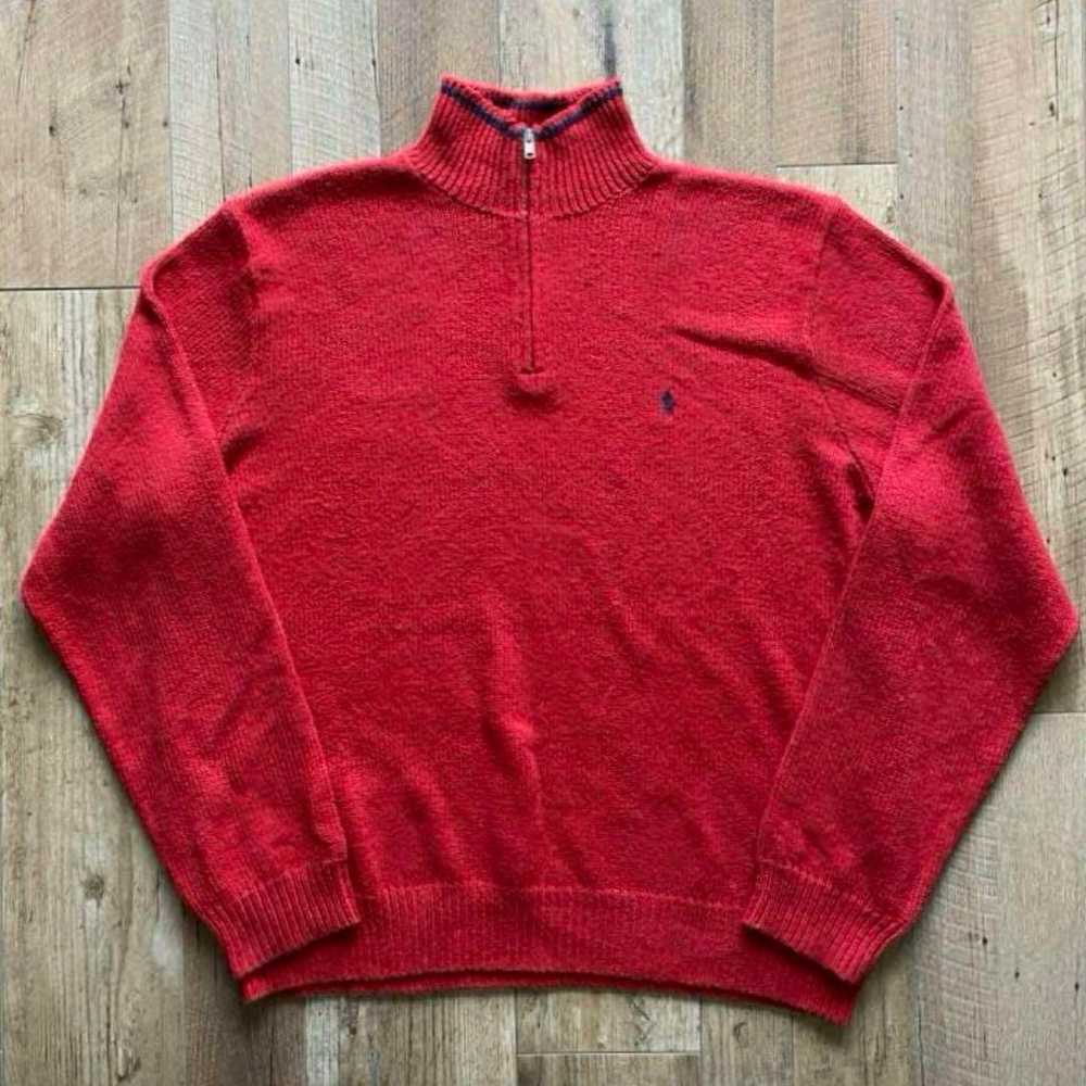 90s Polo Ralph Lauren half-zip knit sweater vinta… - image 1