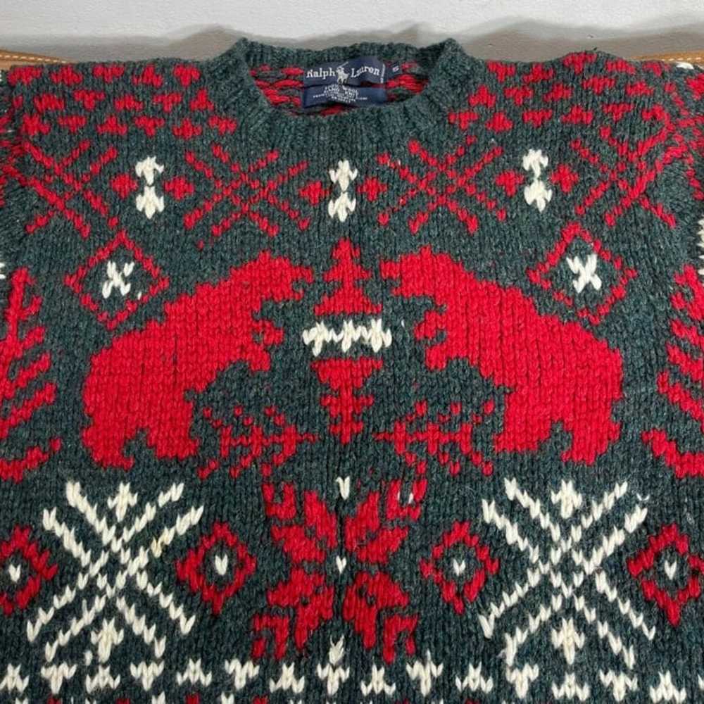 Vintage Polo Ralph Lauren Hand Knit Wool Bear Chu… - image 5