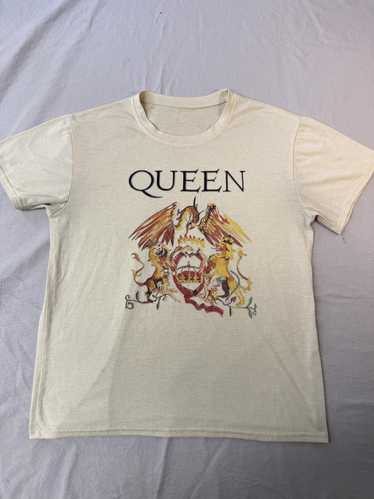 Designer Queen Band Logo Crest T-shirt Tan T-shirt