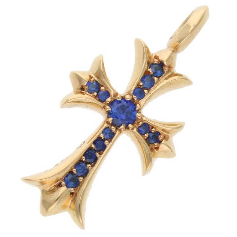 Chrome Hearts Sapphire 22k Gold Tiny Fat Cross Pe… - image 1