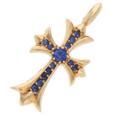 Chrome Hearts Sapphire 22k Gold Tiny Fat Cross Pe… - image 1