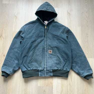 Vintage 90s Carhartt J14 MDT Faded Blue Santa Fe Canvas Quilt Lined Jacket  XL | eBay