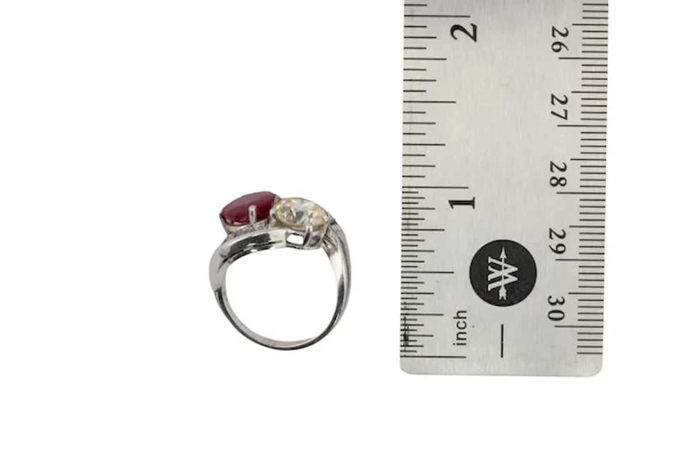 18k White Gold Diamond and Ruby Swirl Ring - image 3