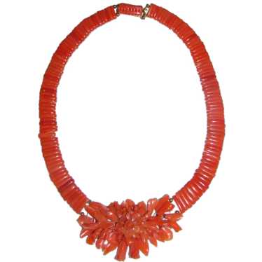 Antique Victorian 18K Red Coral Necklace 19th Cen… - image 1