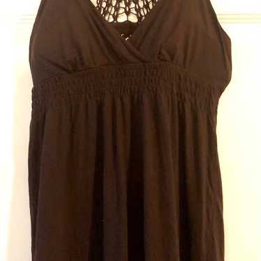 l.e.i. Chocolate Brown Crochet Racer Back Shirred… - image 1