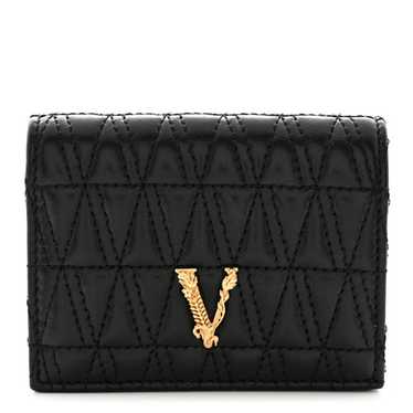 VERSACE Nappa Quilted Virtus Bifold Wallet Black