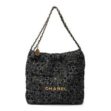 CHANEL Tweed Quilted Chanel 22 Black Ecru