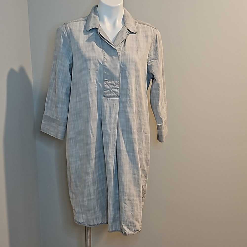 Soft Surroundings Tencel Light Grey Shirt Dress - image 1