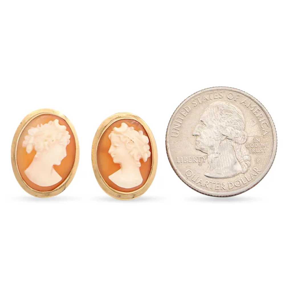 Vintage 14K Yellow Gold Cameo Earrings - image 6