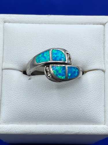 Sterling Silver Opal & CZ Ring