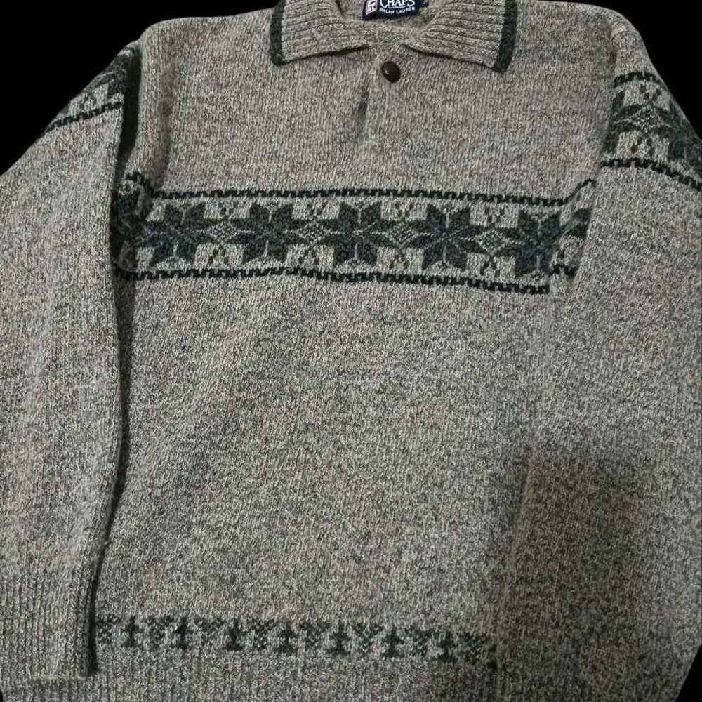 CHAPS RALPH LAUREN Knit Collared Sweater with Wal… - image 1