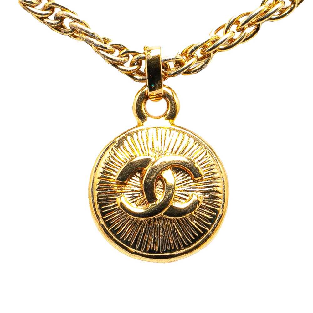 Chanel Gold Gold Plated CC Round Pendant Necklace - image 1