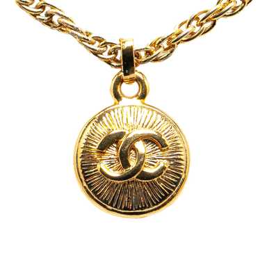 Chanel Gold Gold Plated CC Round Pendant Necklace - image 1