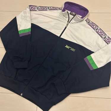 ウォーキング・ランニングウェア ASICS Old zebra track jacket 80s Rare Asics Tiger Vintage 70s 80s Men's Medium Green and White