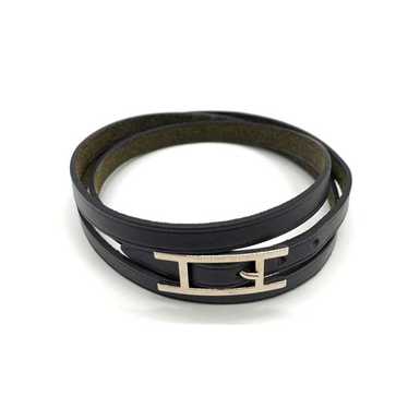 Hermes API3 Black 3-row bracelet bangle H motif a… - image 1