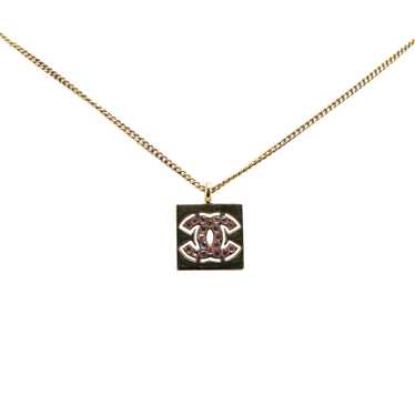 Chanel Gold Gold Plated CC Rhinestones Pendant Ne… - image 1