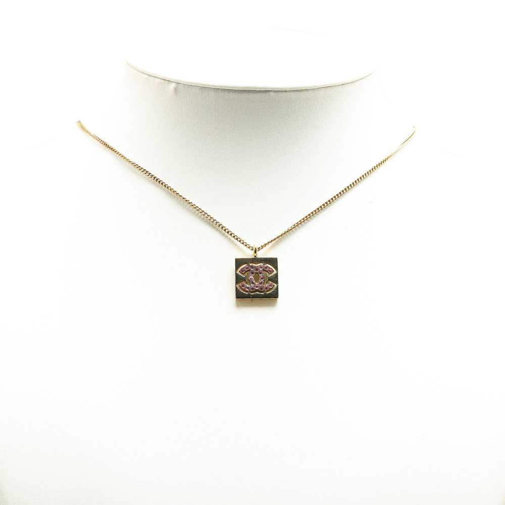 Chanel Gold Gold Plated CC Rhinestones Pendant Ne… - image 4