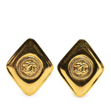 Chanel Gold Gold Plated CC Clip On Earrings - image 1
